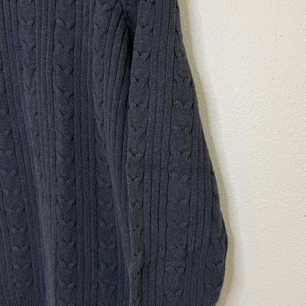 Eddie Bauer Fisherman Cable Knit Sweater Mens‎ Large Tall Blue Crew Neck Grandpa - Picture 3 of 7